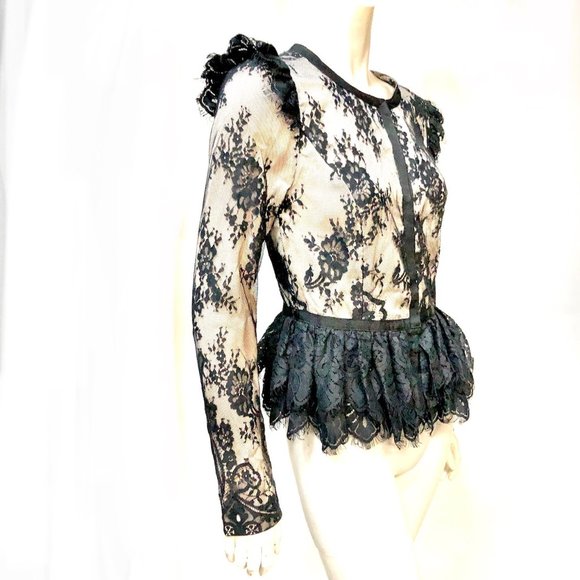 Georgina Chapman Marcheesa Pearl Lace Jacket Top - Picture 8 of 12